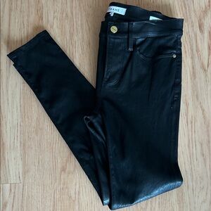 Frame Black Leather Skinny Jeans